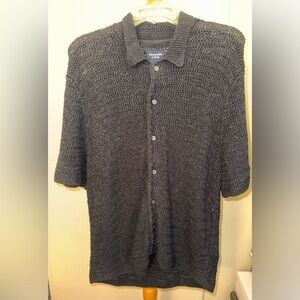 Abercrombie & Fitch black Knit Button-Up Shirt large